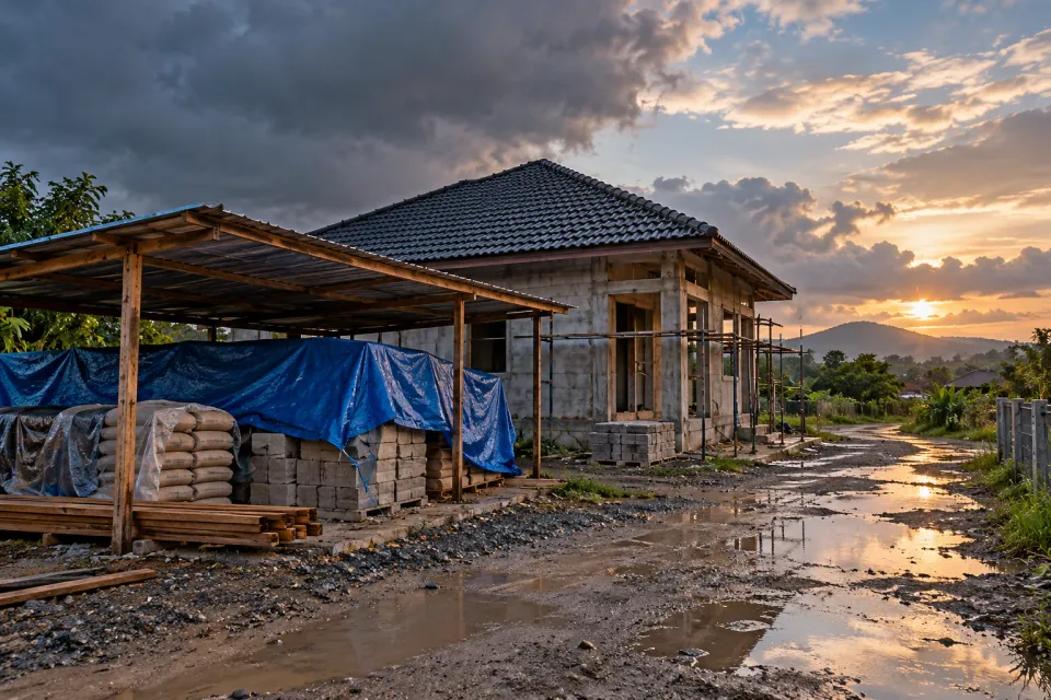 ภาพแนวคิดประกอบบทความ วางแผนสร้างบ้านรับฤดูฝนภาคใต้
